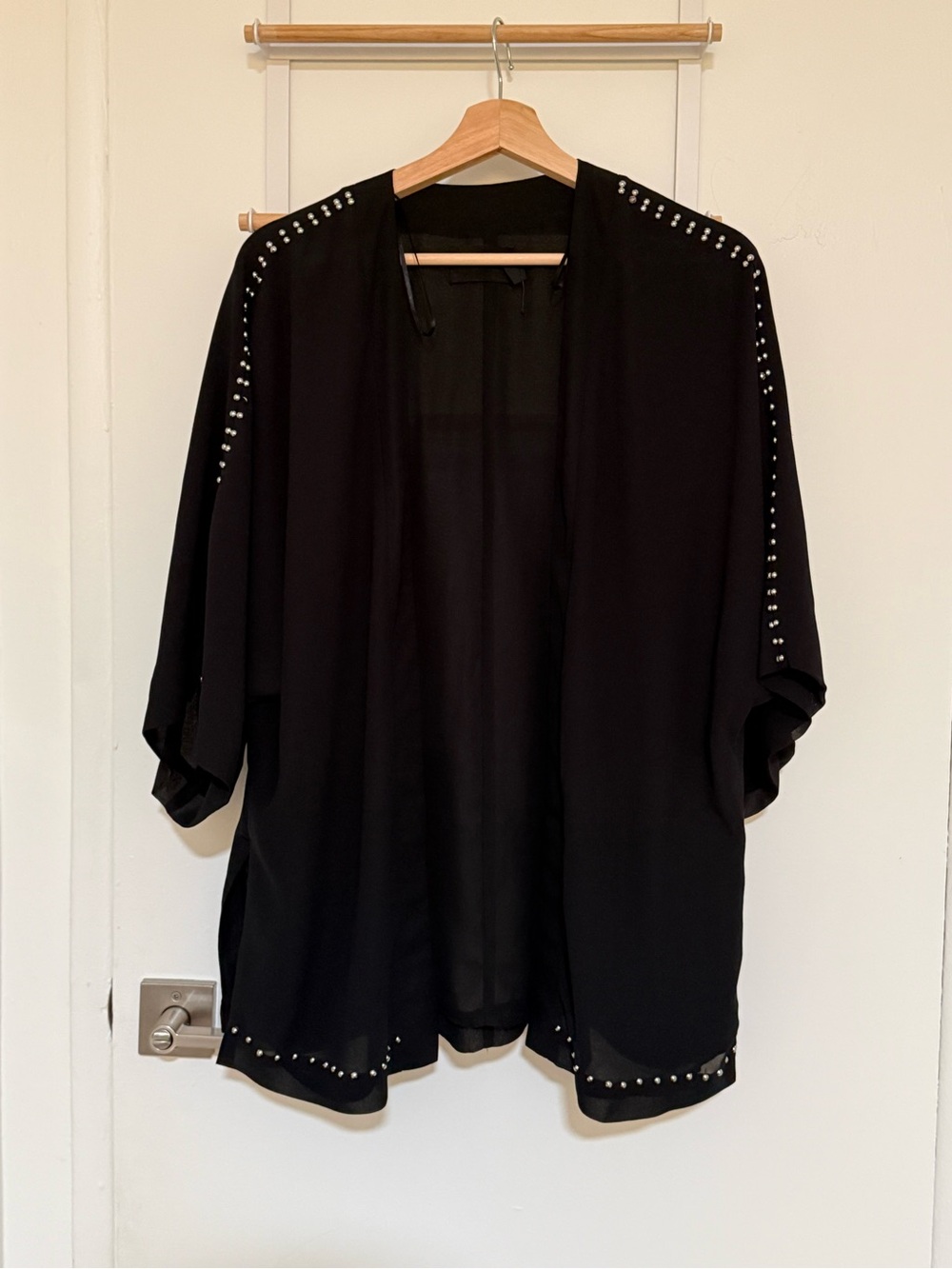 H&M Black Studded Open Kimono Jacket